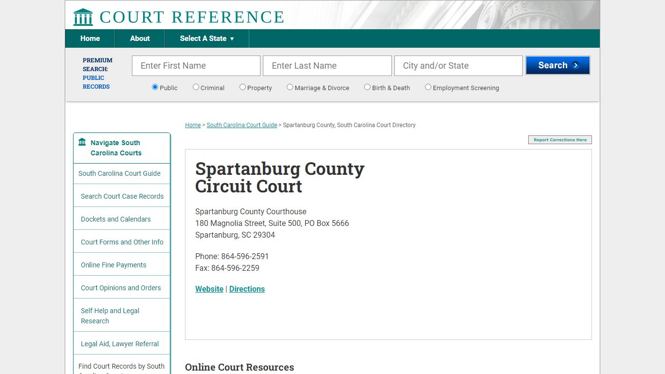 Spartanburg County Circuit Court - Court Records Directory